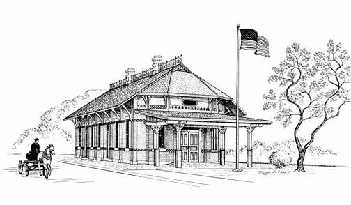 Albion Train Depot Line art print by Maggie LaNoue