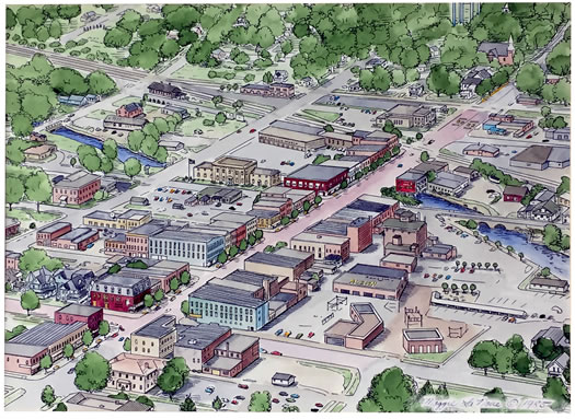 Aerial View of Albion, Michigan 1985