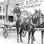 Saturday in Town, line art print by Maggie LaNoue