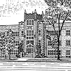 Washington Gardner School Albion Michigan Line Art Print by Maggie LaNoue