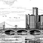 View of Belle Isle and Bridge, Detroit Michigan