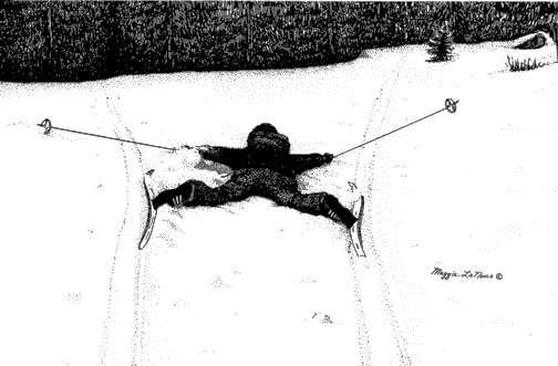 Wiping Out while skiing - a print