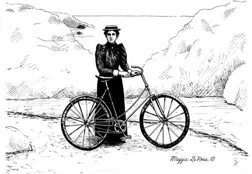 Old time girl bicyclist