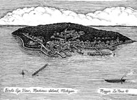 Bird's Eye View, Mackinac Island Michigan Print